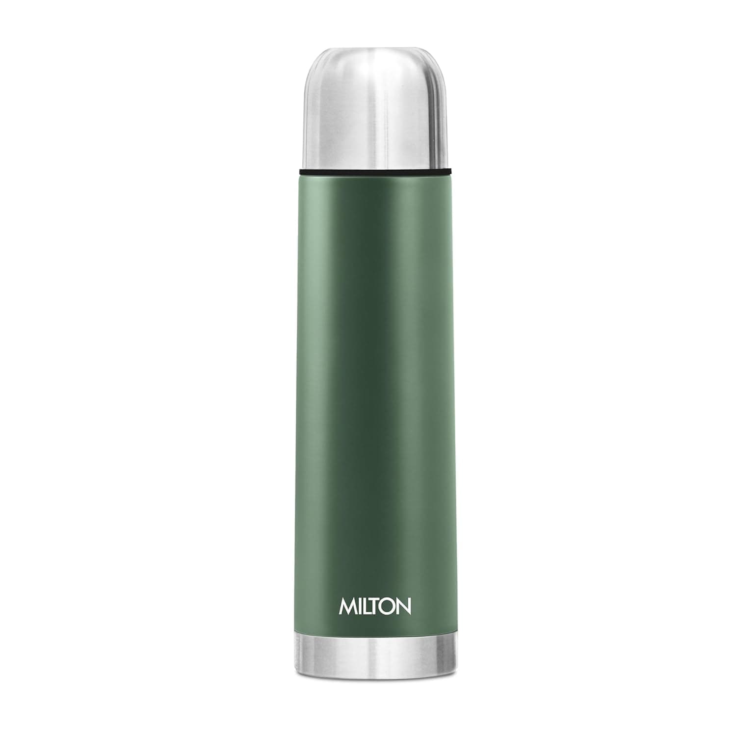 MILTON Eco-Flip 1000 Thermosteel Double Walled Vacuum Insulated Thermos Flask, 1000 ml, 24 Hr Hot and Cold I Leak Proof Lid, ISI Certified I Vacuum Insulated I for Office, Gym, School I Green