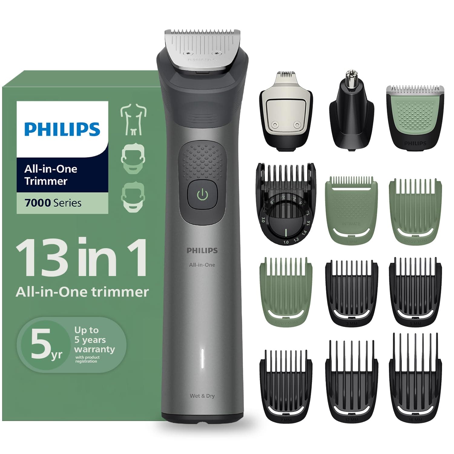 Philips India's No.1 Men's Trimmer* | Ultimate Precision | BeardSense Technology- Scans 125x/sec, adapts to density | All-in-One Full body Grooming Kit | 120min runtime | IPX7 | 5yr warranty* | MG7922